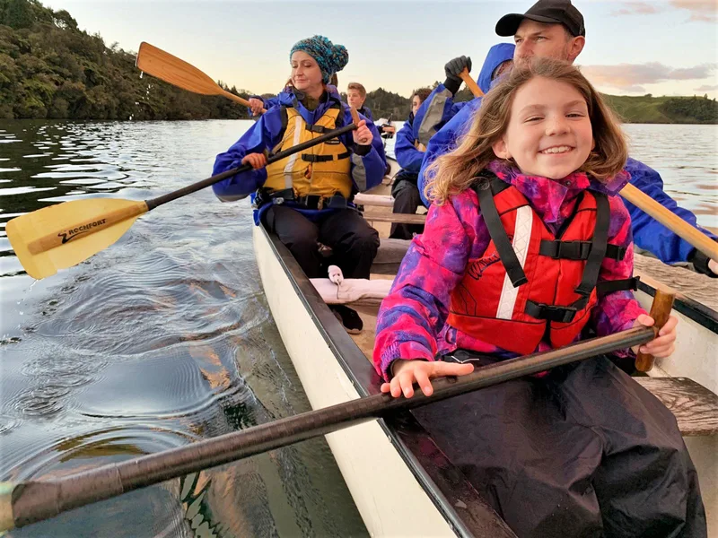 Young paddlers all smiles aboard the Big Kanu