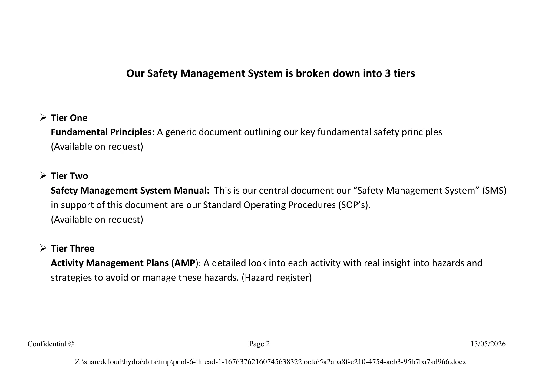Activity Management Plans, page 2 of 24