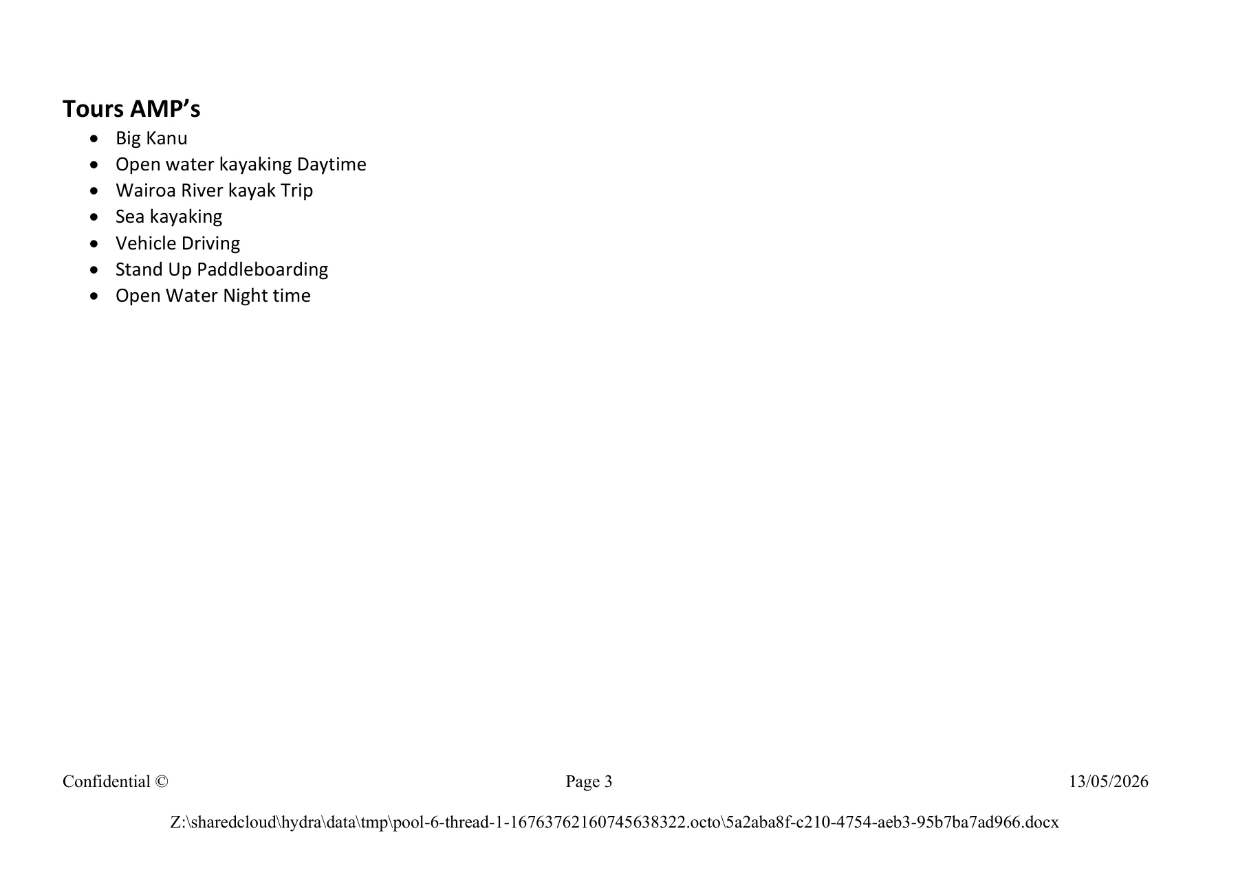 Activity Management Plans, page 3 of 24