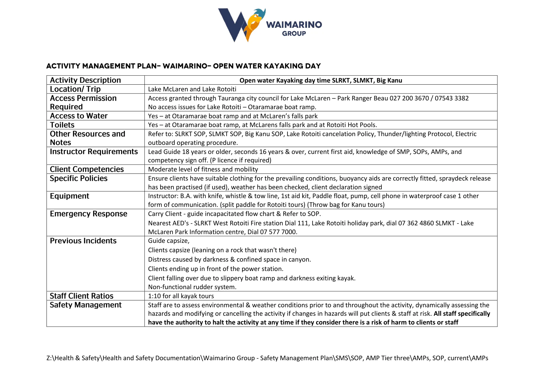 Activity Management Plans, page 7 of 24
