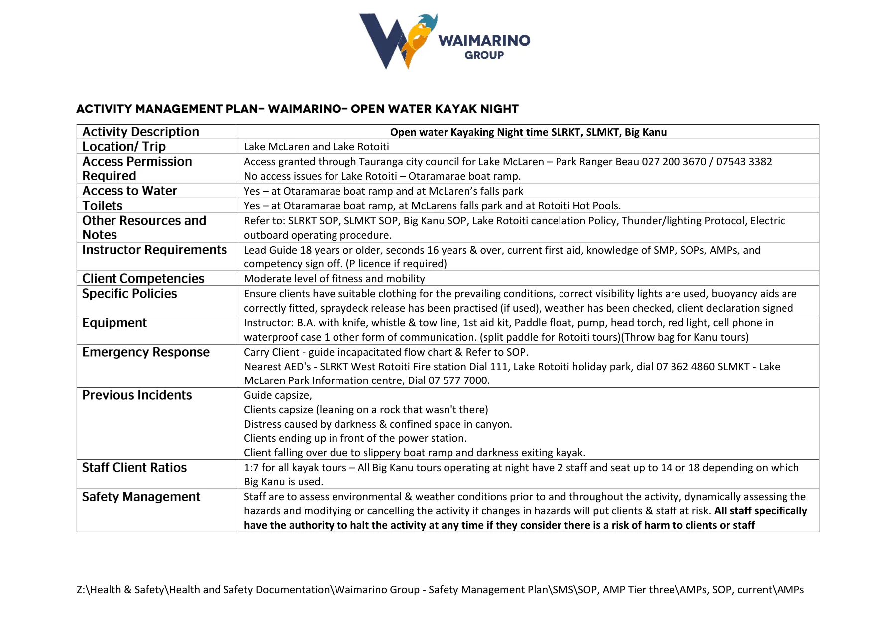 Activity Management Plans, page 11 of 24